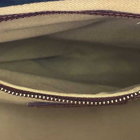 RALPH LAUREN BlackWatch Plaid Coated Canvas Brown Leather Top Zip Oversized Bag - Picture 8 of 16